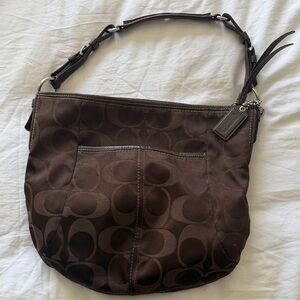 Coach Dark Brown Signature Shoulder Bag